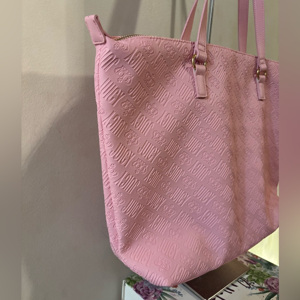 Juicy Couture Back to Juicy Tote Pink Bag with Metallic Accents NWT 18x13 - Picture 5 of 11